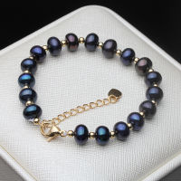 Wedding Natural Freshwater Black Pearl Bracelet For Women,Real Adjustable Strand Bracelet Bridal Birthday Gift