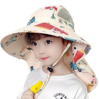 Summer Baby Hat Big Brim Bucket Hats for Boys Girls Sun Cap Children Panama Outdoor Beach Sun Hats with Shawl