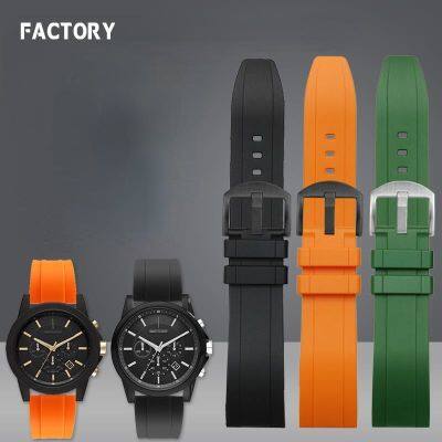 ﺴ☾ สายนาฬิกาปราศจากฝุ่นสำหรับ Armani Black Warrior Ax7105/2098 Ax1326/1331/สายนาฬิกายางซิลิโคน 20 มม. 22 มม. 24 มม.