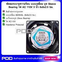 พัดลมระบายความร้อน แบบเหลี่ยม บุช Sleeve Bearing ไฟ AC 110V ขนาด 3 นิ้ว 8x8x2.5 ซม.