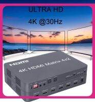 4K 4X 2สวิทช์เมทริกซ์ HDMI แยก4ช่อง Audioo วิดีโอเพื่อจอภาพคู่แสดงภาพสะท้อนหรือ2โปรเจคเตอร์1080P 60ตัวแปลง Hz