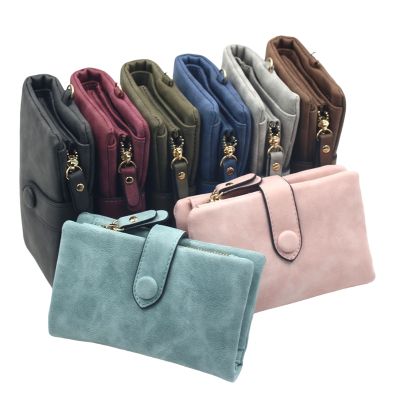 Women Fashion Matte Short Wallet PU Leather Zipper Hasp Frosted Ladies Purses Money Coin ID Card Holder Girls Cute Clutch