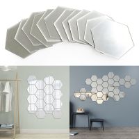 12PCs/Set Mirror Wall Sticker Hexagon Stickers Bedroom Decoration Self-adhesive