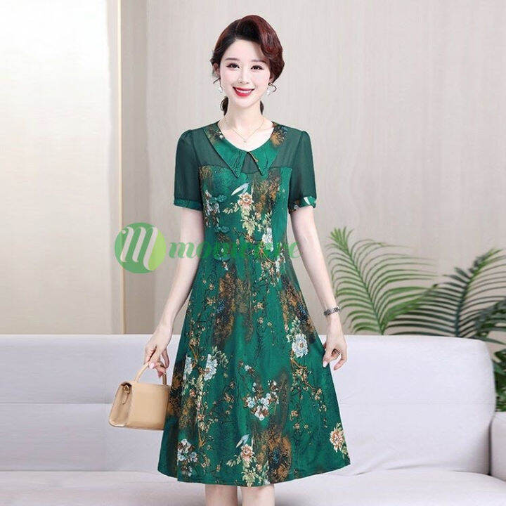 Váy Trung Niên Nữ Cao Cấp V16 - Đầm Đẹp Ngắn Tay Thời Trang Mùa Hè Cho Mẹ,  Bà, Người Lớn Tuổi 50 60 70 Cao Cấp Dáng Dài Bigsize Giá Rẻ | Lazada.Vn