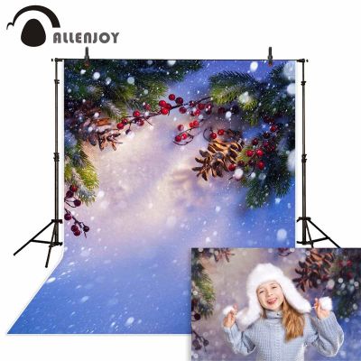 【Worth-Buy】 Allenjoy ถ่ายภาพฉากพื้นหลังหิมะตกฤดูหนาวพื้นหลังรูปต้นสนเบอร์รี่โบเก้สำหรับเด็ก