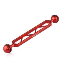 CNC 8"/ 20.5cm Double 1" Ball Aluminum Diving Light arm Joint for Connecting Strobe/Video Light to Underwater Tray/Handle Red
