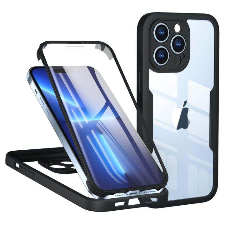 แฟชั่นที่สร้างสรรค์360เคส-tpu-ใสป้องกันทุกส่วนของเครื่องสำหรับ-iphone-14-pro-max-14-pro-14-plus-iphone-14พร้อมฟิล์มกันรอยด้านหน้านิ่ม