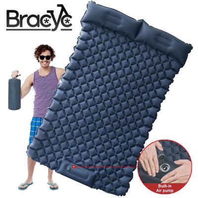 【YF】 Double Sleeping Pad Outdoor Camping Self-Inflating Mat Mattress with Pillow for Hiking 2 Persons Travel Bed Air