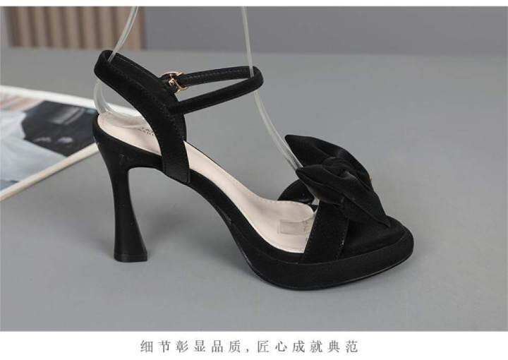 แฟชั่นใหม่สุภาพสตรีรองเท้าส้นสูง-slim-heel-อารมณ์ดาราโบว์ปลาปากหนึ่งปุ่มรองเท้า