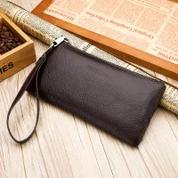 100 Cowhide Leather Male Clutch Large Capacity Mens Handbag for Cell Phone Mutifuctional Satchel Fashion Wallet for Cards Purs