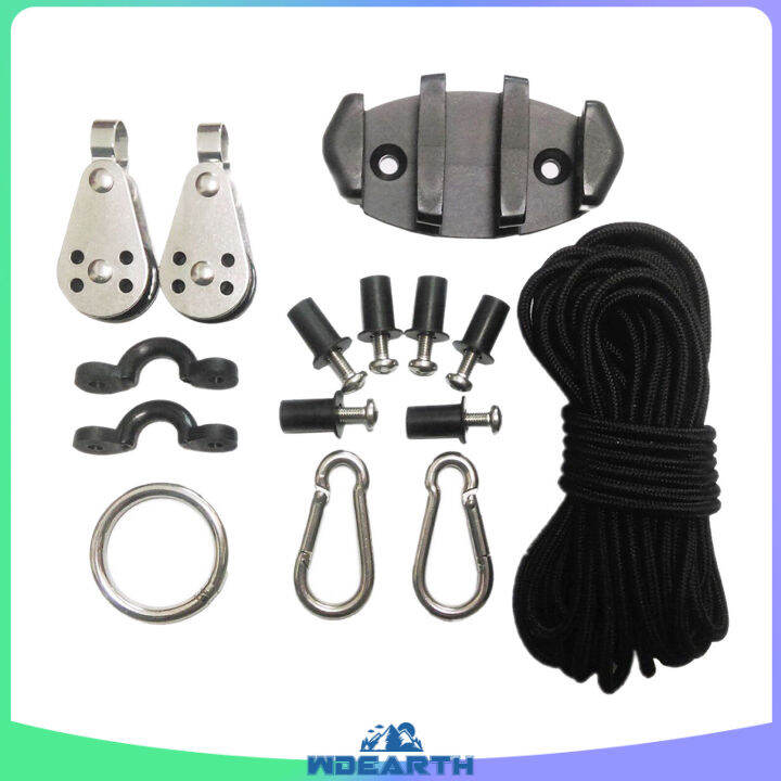 WDEarth Kayak Canoes boat Anchor Trolley Kit System w/Pulleys Pad Lazada