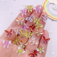 50pcs Resin Colorful Mini Cute Crystal Butterfly Nail Art Flatback Rhinestone Applique DIY Wedding Scrapbook Decor Crafts L754 Haberdashery