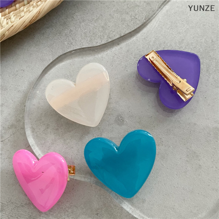 yunze-กิ๊บติดผมปากเป็ด-y2k-กิ๊บติดผมรูปหัวใจกิ๊ฟหนีบผมหัวใจสีลูกอมหวานแหวววสำหรับเด็กผู้หญิงในฤดูร้อนที่น่ารักเครื่องประดับผม