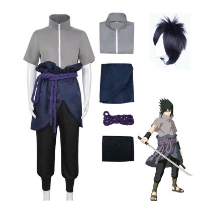 Anime Hokage Uchiha Sasuke Cosplay Costumes Shippuden Sasuke Third Generation Suit Halloween Costume Gray Tops Suit Wig Clothes