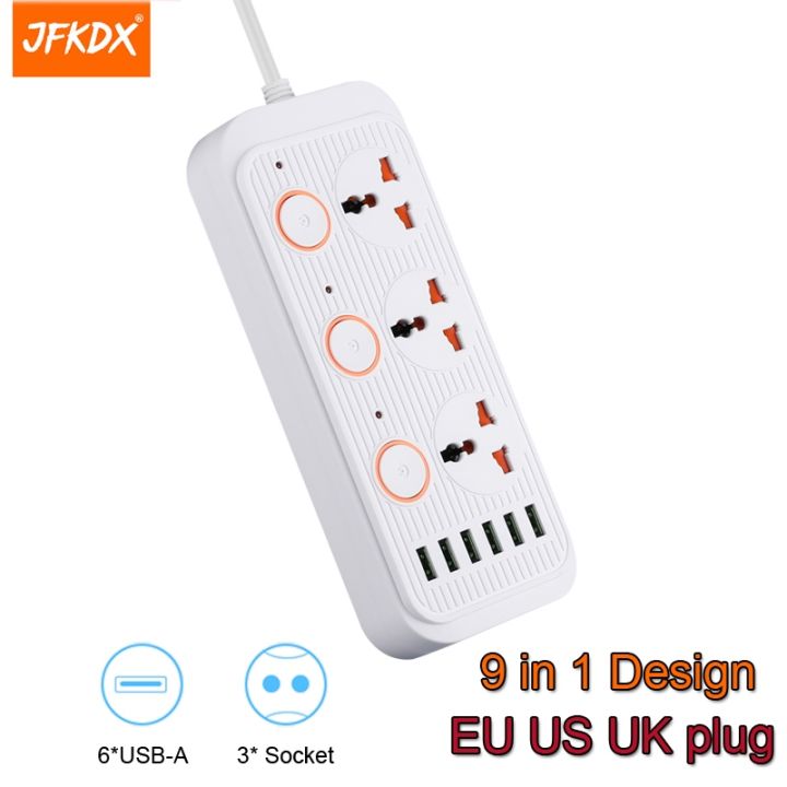 new-popular-jfkdxac-outletsstrip-3-1a-พอร์ต-usbcharging-euukadapter-ตัวกรองเครือข่าย-extensionsocket