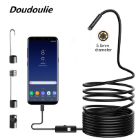 Doulie ไมโคร USB IP67กันน้ำยืดหยุ่นกล้องเครื่องส่องตรวจ7มม. 5.5มม. กล้องเครื่องส่องตรวจกล่องส่องสำรับอุตสาหกรรมกล้องสำหรับโทรศัพท์แอนดรอยด์พีซี6LED ปรับได้