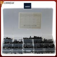 UMMEAX 480Pcs M3 M4 M5 สลักเกลียวเมตริก 8มม./10มม./12มม./16มม. สีดำสีดำ สกรูหัวจมหกเหลี่ยม พร้อมกล่องเก็บของ เหล็กคาร์บอนสตีล ชุดสกรูน็อตและสลักเกลียว อุปกรณ์อิเล็กทรอนิกส์อิเล็กทรอนิกส์