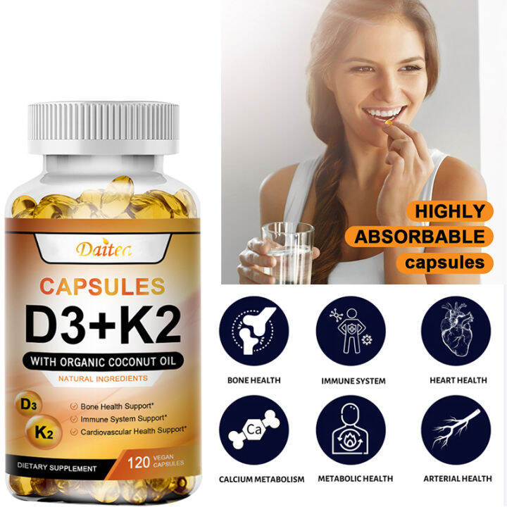 Vegetarian Vitamin D3 + K2 Capsule Capsules Regulates Calcium
