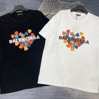 ทองคำขาว☸Blenciagaฆ่าเชื้อเสื้อครึ่งแกนตัวแขนสั้นคอกลมตัวอักษร,เสื้อคู่สไตล์ใหม่ฤดูใบไม้ผลิและฤดูร้อนเสื้อครึ่งแกนหลวม