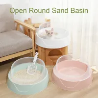 Semi-enclosed Cat Litter Box Round Cat Toilet Cleaning Supplies Cat Litter Box