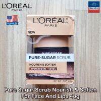 LOreal® Paris Pure Sugar Scrub Nourish &amp; Soften For Face And Lips 48g ลอรีอัล ปารีส สครับน้ำตาล สำหรับใบหน้าและริมฝีปาก