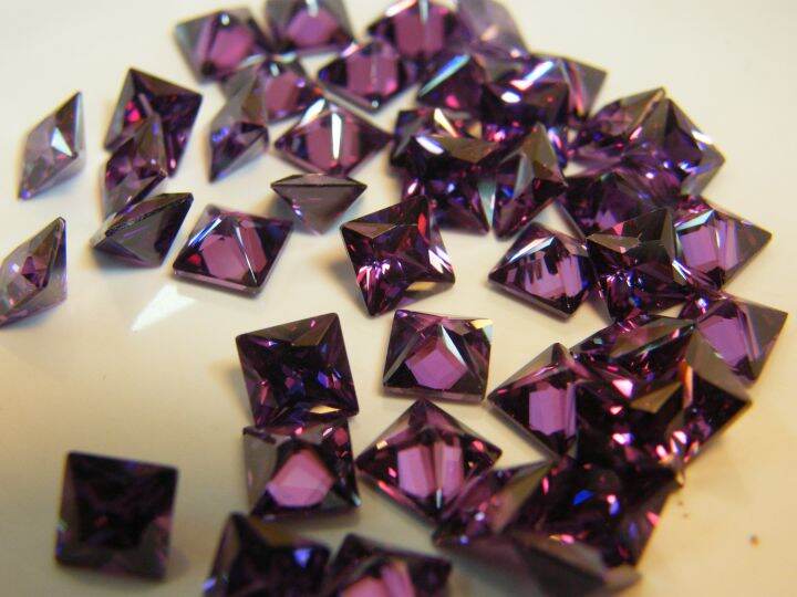 อเมทิสต์-เพชรรัสเซีย-cz-7x7mm-มิล-2-pcs-2-เม็ด-สีม่วง-สี่เหลี่ยม-princess-amethyst-cubic-zirconia-american-diamond-stone