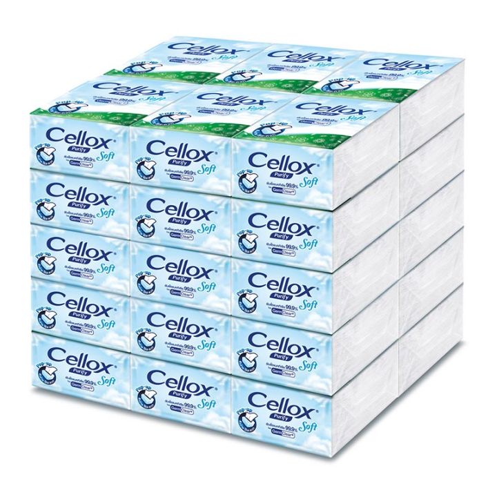 Cellox Purify Popup Napkin 86 sheets x 30 Packs.เซลล็อกซ์ ฟิวริฟาย ป๊อบอัพ 86 แผ่น แพ็ค 30 ห่อ