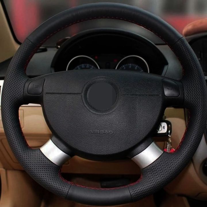 2021car-steering-wheel-cover-black-artificl-leather-for-chevrolet-aveo-lova-buick-excelle-daewoo-gentra-2013-2015-lacetti-2006-2012