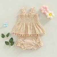 Baby Girls Summer Clothing Sets Flower Strap Sleeveless Hollow Out Tassel Ruffles Tops+Ribbed Knitted Shorts Casual Outfits  by Hs2023