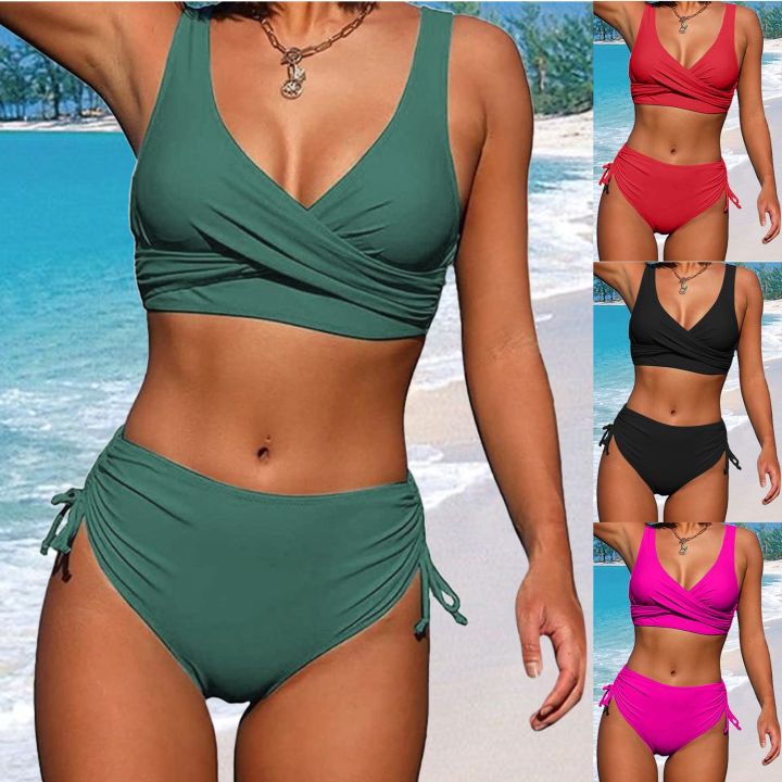 Bathing Suit Sexy bikini high waist solid color split female