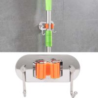 ❈✁ 304 Stainless Steel Mop Holder Punch-Free Wall-Mounted Mop Broom Rack Hanger Organizer Bathroom Supplies wall hooks