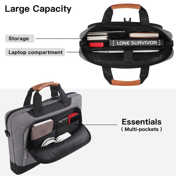 ซองกระเป๋าแล็ปท็อปกันน้ำมีสายคล้องไหล่สำหรับ15-6-17-นิ้วเคสโน้ตบุ๊กความจุสูงกระเป๋าคอมพิวเตอร์