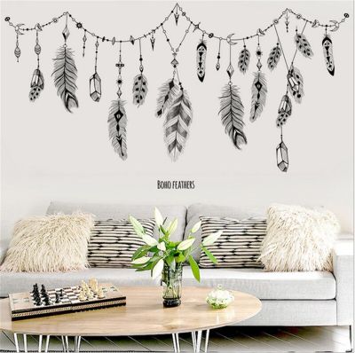 feather flower wall stickers home decoration living room Bedroom wall decals diy mural art posters