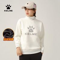 เสื้อสเวตเตอร์คอกลมฤดูใบไม้ร่วงและฤดูหนาวลาย KELME มีอักษรแฟชั่นสำหรับผู้หญิงอบอุ่นพลัสกำมะหยี่เสื้อลำลองตามกระแสเสื้อกันหนาวตัวหนา