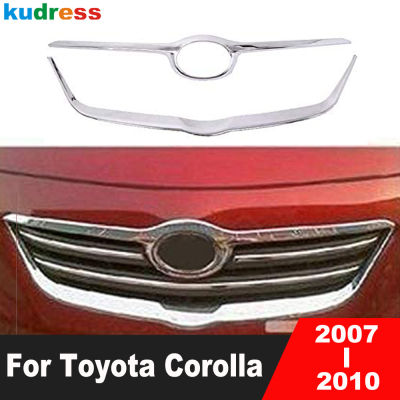 อะไหล่รถยนต์สำหรับ Toyota Corolla 2007 2008 2009 2010ตัวครอบกระจังหน้ากลางโครเมี่ยมอุปกรณ์เสริมรถยนต์87Tixgportz