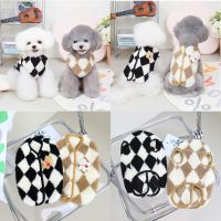 Fashion Plaid Fleece Coat Jack Dog Clothes Bear Vest Dogs Clothing Pet Outfits Cute Winter Yorkies Christmas Costume Small Dogs Clothing Shoes Accesso