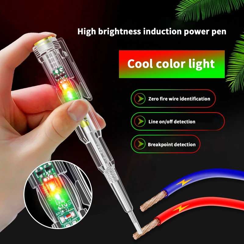 Professional Electrician Test Pen LED Light Intelligent Voltage Tester Pen Induction Power Detector Pen Electrical Screwdriver Indicator Circuit Tester