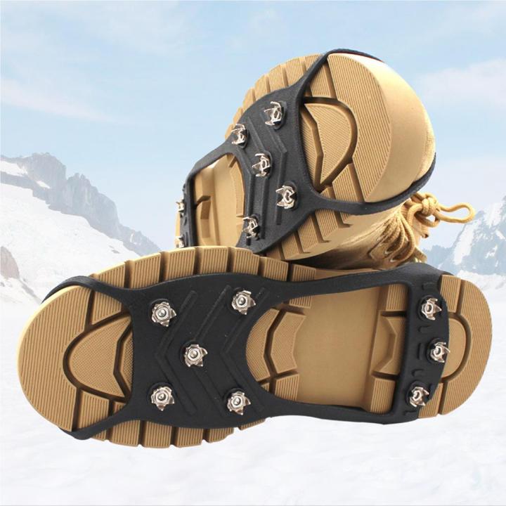 elenxs-crampons-ice-traction-cleats-รองเท้ากันลื่น-grips-8-spikes-ice-cleats-สำหรับรองเท้าบู๊ท-traction-cleats-สำหรับเดินบนหิมะและน้ำแข็ง