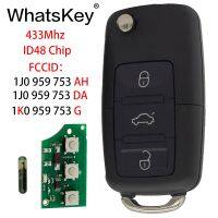 【❉HOT SALE❉】 xian9 Whatskey กุญแจรีโมต433Mhz ชิป Id48 Volkswagen Vw 1j0959753ah 1ko959753g ด้วง1j0959753da B5เสื้อโปโลสำหรับเล่นกอล์ฟ