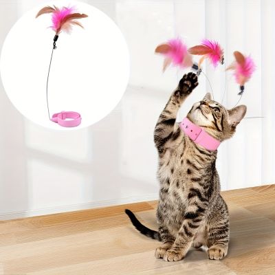 【YF】 New Interactive Cat Toys Funny Teaser Stick With Feather Pet Play Training Toy Kitten Self-hi Collar Cats Supplies