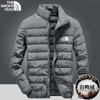 TheNorthFace เสื้อขนเป็ดผู้ชายฤดูใบไม้ร่วงและฤดูหนาวใหม่ขนาดใหญ่หลวมบาง Warm คอตั้งเป็ดสีขาวเสื้อขนเป็ด