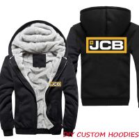 Jcb Hoodies Sweateshirts เสื้อคลุมแบบมีซิปเนื้อหนาเพื่อความอบอุ่นในฤดูหนาว JCB แจ็คเก็ตขนแกะ Parkas เสื้อกันหนาวมีฮู้ดฮู้ดขนาดพิเศษ