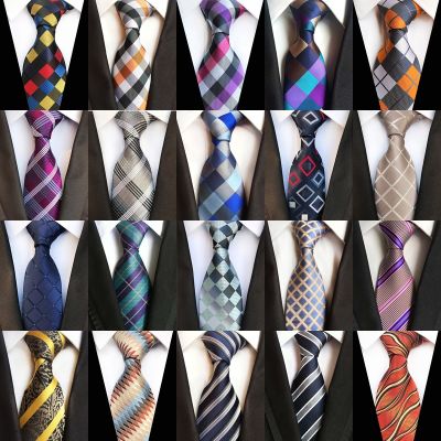 Luxury Classic 100 Silk Men 39;s Ties Neck Ties 8cm Plaid Striped Necktie For Men Formal Business Wedding Party Neckties Gravatas