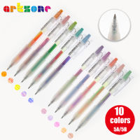 5pcs Gradient Color Gel Pen Set 0.6mm Rainbow Fine Tip Marker Pen Art Hook Line Pen Student School Office Stationery Supplies