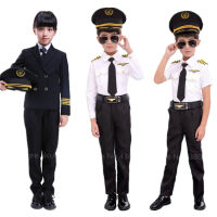 Kids Air Force for Boys Airplan Pilot Captain Uniform Halloween Carnival Cosplay Costumes Flight Attendant Fancy Clothing