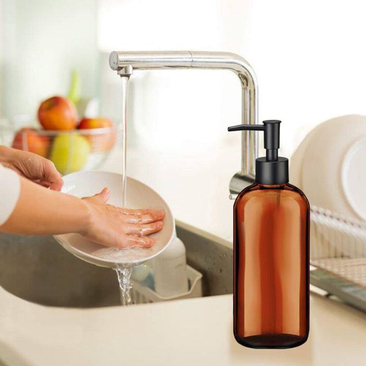 amber-soap-dispenser-with-pump-2-pack-16-oz-soap-dispenser-bathroom-hand-soap-dispenser-dish-soap-dispenser