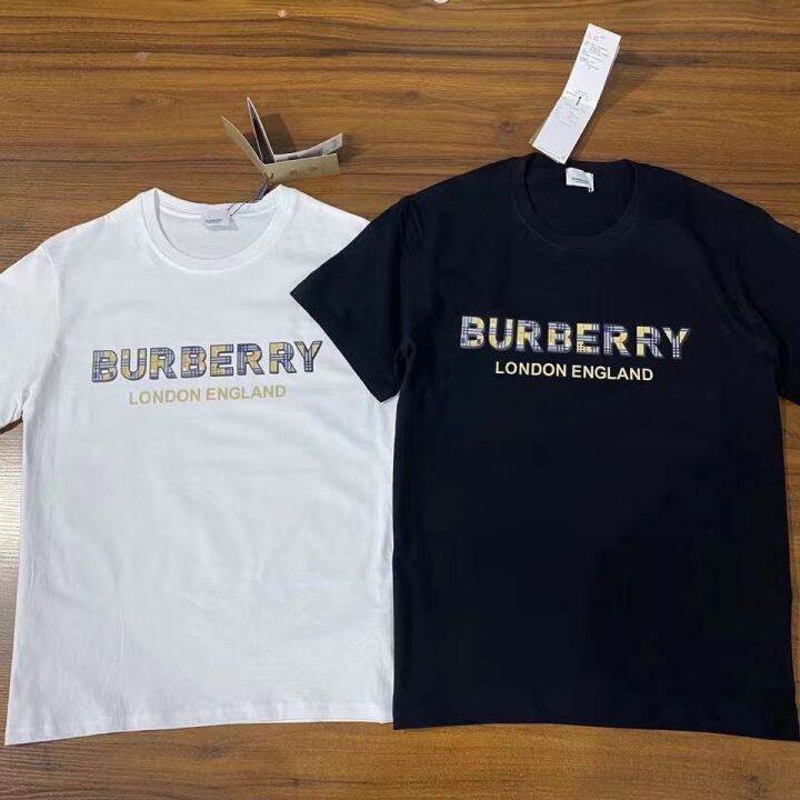 hot-sale-burberry-burberry-lt-tag-collar-label-gt-เสื้อยืดแขนสั้น-คอกลม-ผ้าฝ้ายแท้-ทรงหลวม-สไตล์คลาสสิก-สําหรับผู้ชาย-และผู้หญิง