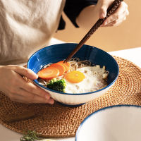 1.1L Japanese-style Ceramic Noodle Bowl With Spoon Chopsticks Heat-resistant Instant Noodle Soup Bowl Kitchen Salad Pasta Bowls