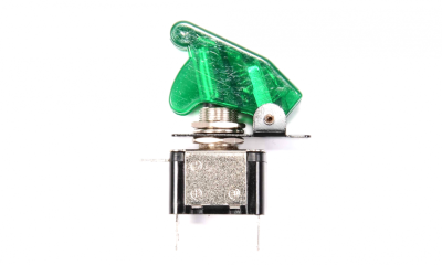 SPST toggle switch 20A 12V with green cover - COSW-0615