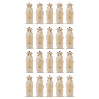 Burlap Wine Bags Wine Gift Bags with Drawstrings, Single Reusable Wine Bottle Covers with Ropes and Tags (20 Pcs)